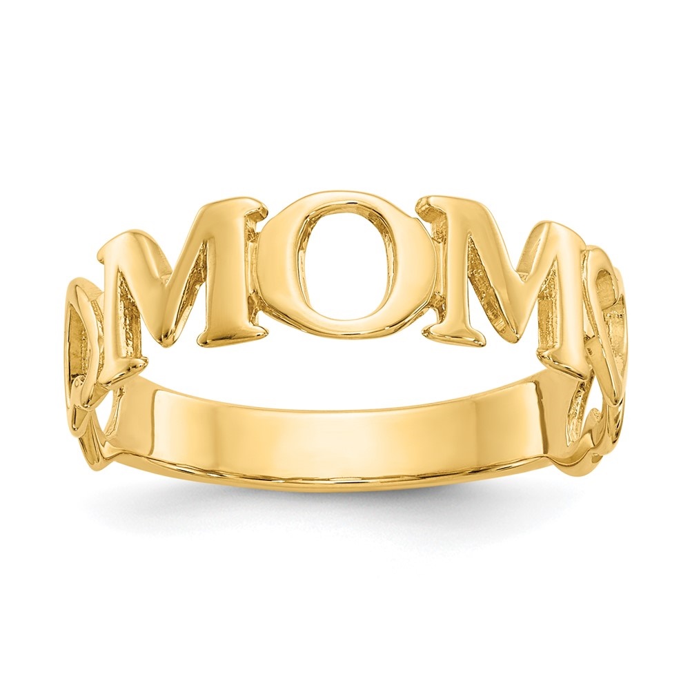 Diamond2Deal 14k Yellow Gold Polished Mom Ring Size 6.5 Gift for Women