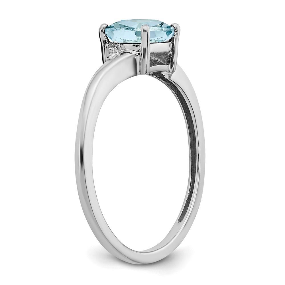 Diamond2Deal Sterling Silver Rhodium-plated Aquamarine and Diamond Ring Gift for Women