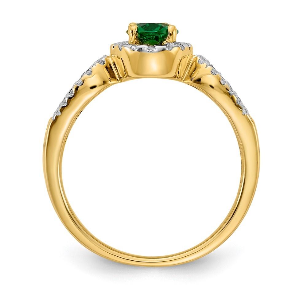 Diamond2Deal 14k Yellow Gold Diamond and Oval Emerald Ring Gift for Women