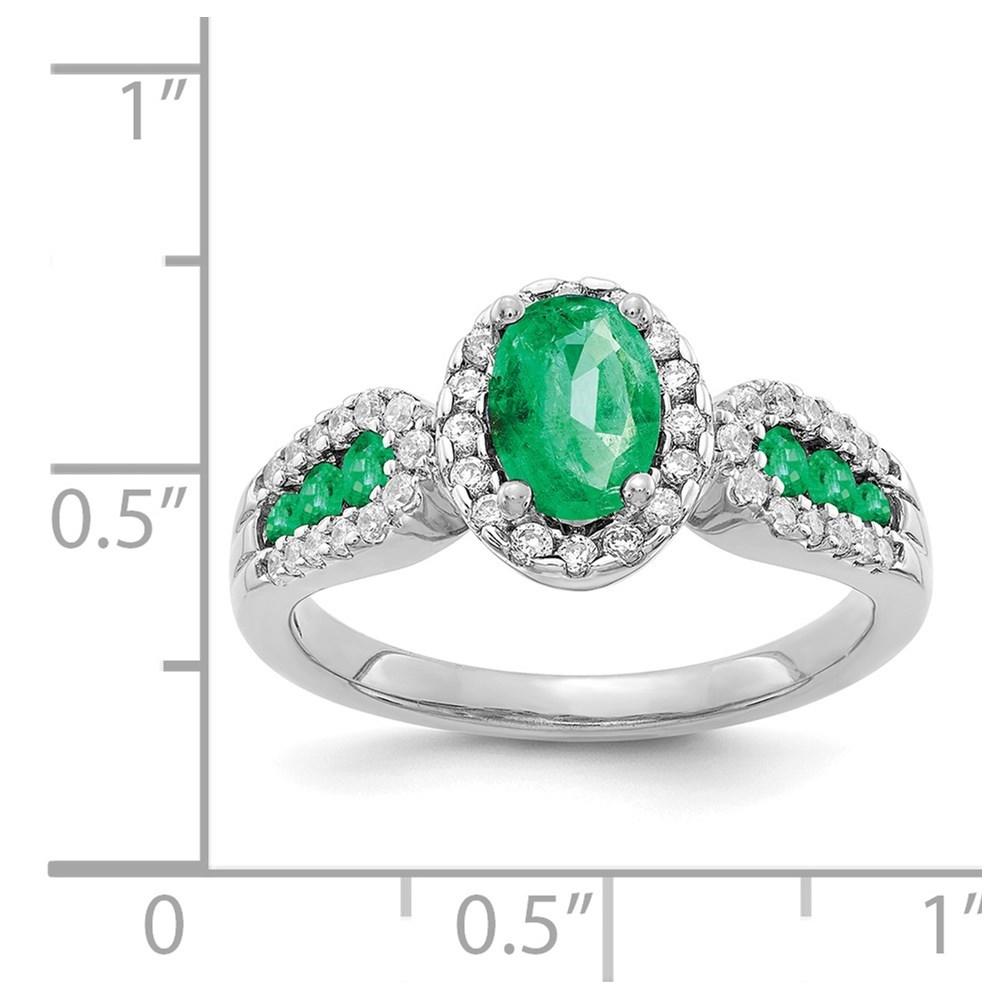 Diamond2Deal 14k White Gold Diamond and Oval Emerald Ring Gift for Women