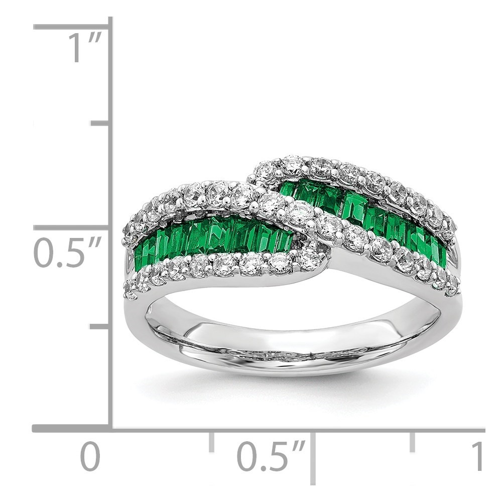 Diamond2Deal 14k White Gold Emerald Diamond Ring Gift for Women