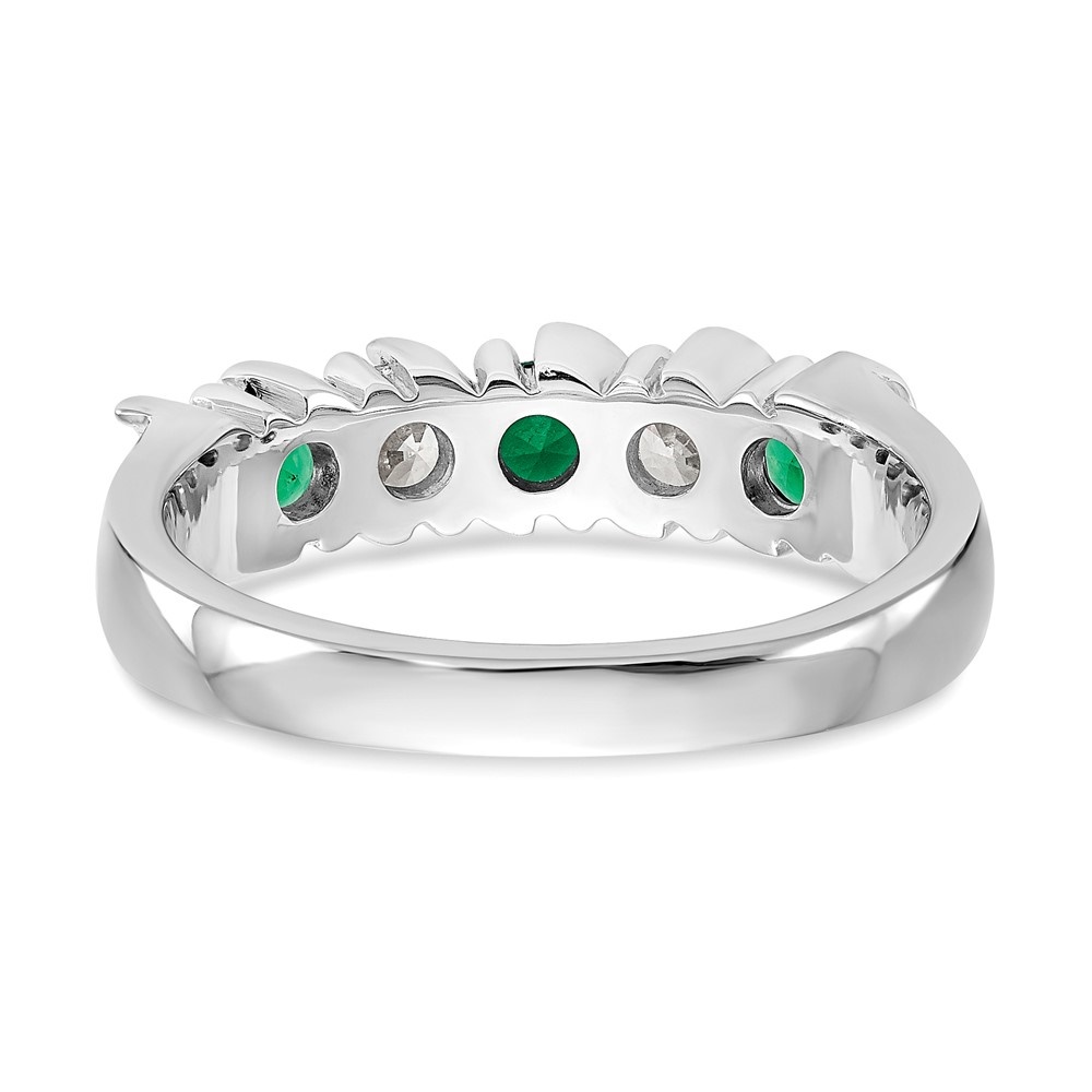 Diamond2Deal 14k White Gold 1/3 carat Diamond and Emerald Complete Band Size 7 Gift for Women