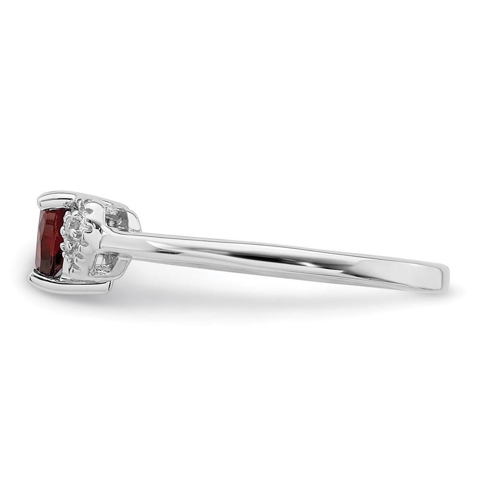 Diamond2Deal Sterling Silver Rhodium-plated Polished Garnet and Diamond Ring Gift for Women