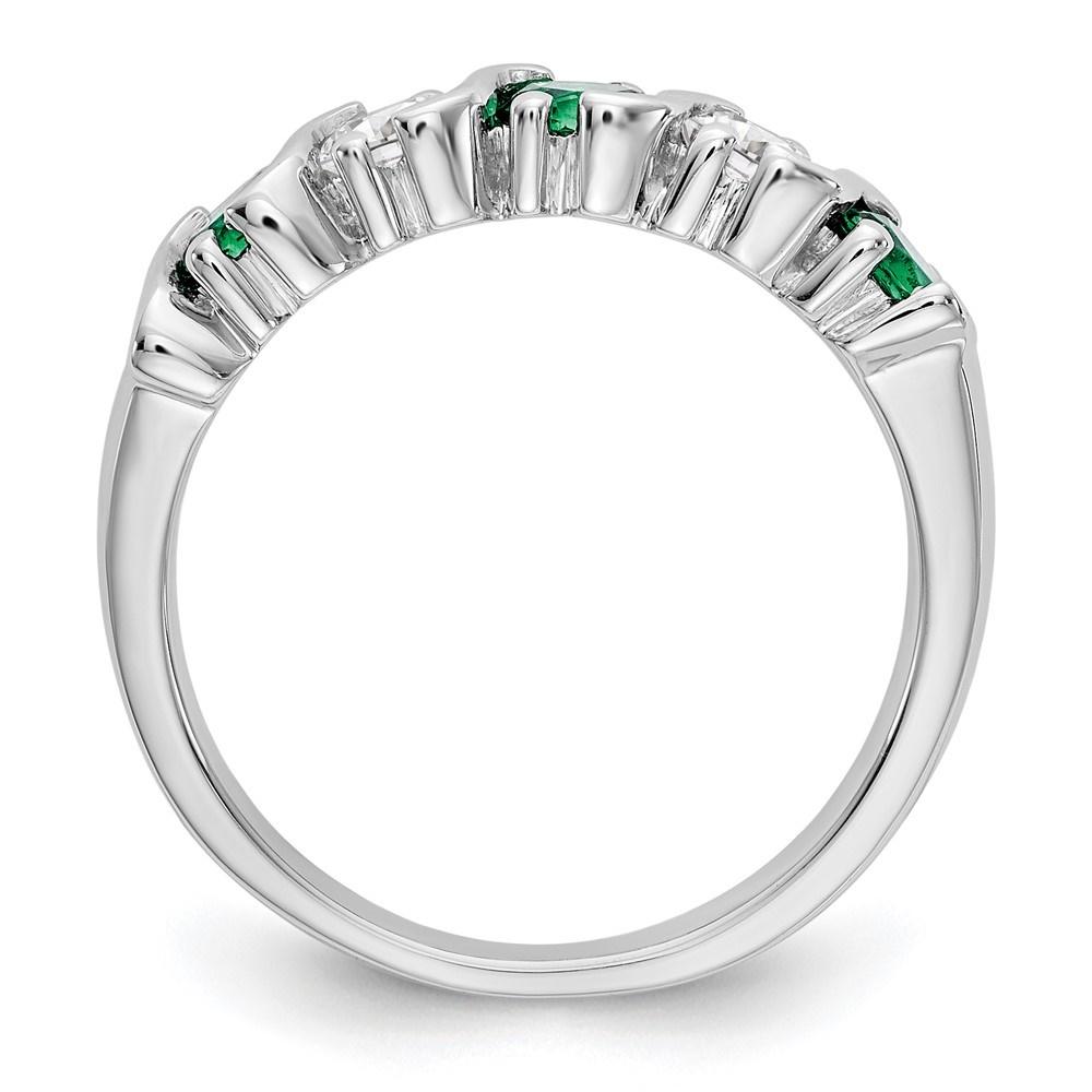 Diamond2Deal 14k White Gold 3/8 carat Diamond and Emerald Complete Band Size 7 Gift for Women