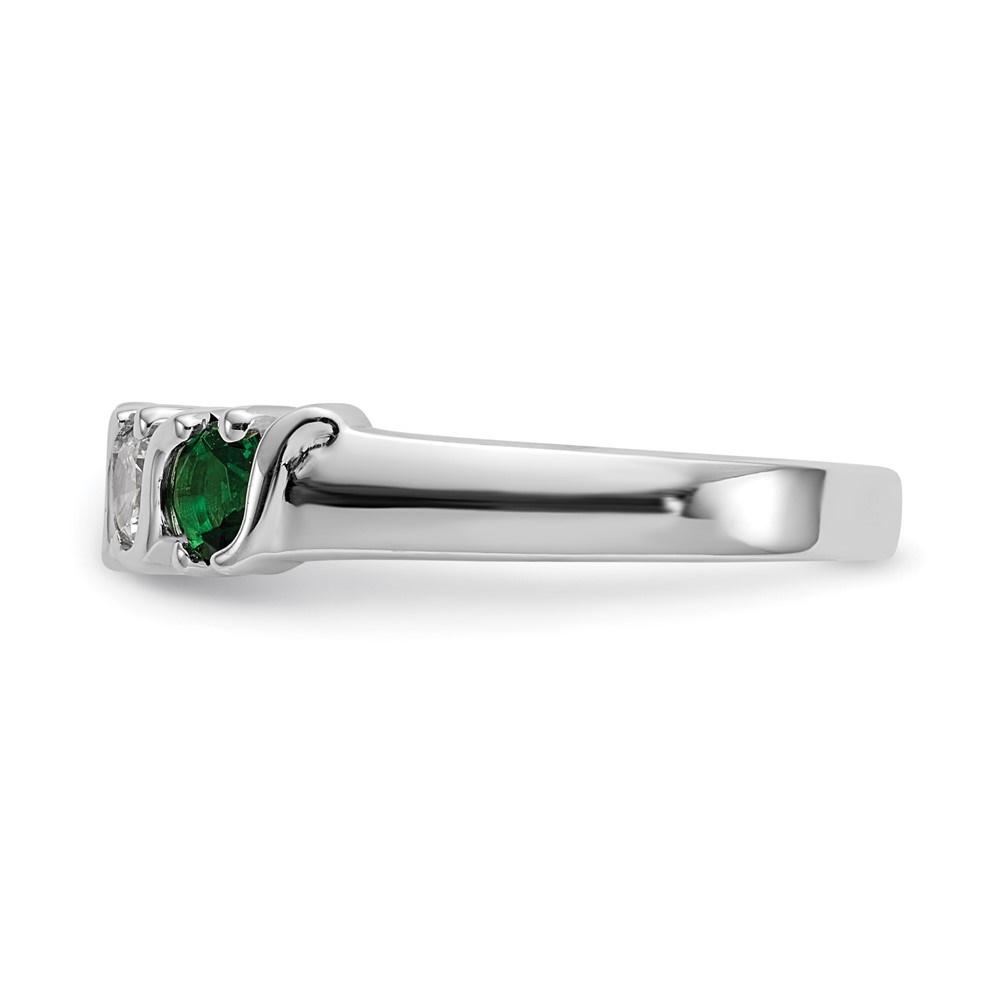 Diamond2Deal 14k White Gold 3/8 carat Diamond and Emerald Complete Band Size 7 Gift for Women