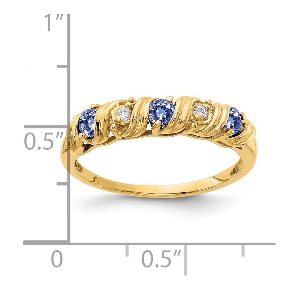 Diamond2Deal 14k Yellow Gold 2.75mm Tanzanite Diamond Ring Gift for Women
