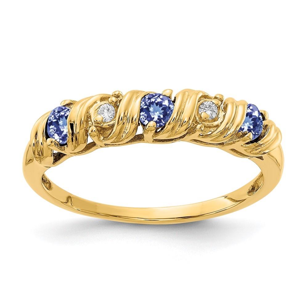 Diamond2Deal 14k Yellow Gold 2.75mm Tanzanite Diamond Ring Gift for Women
