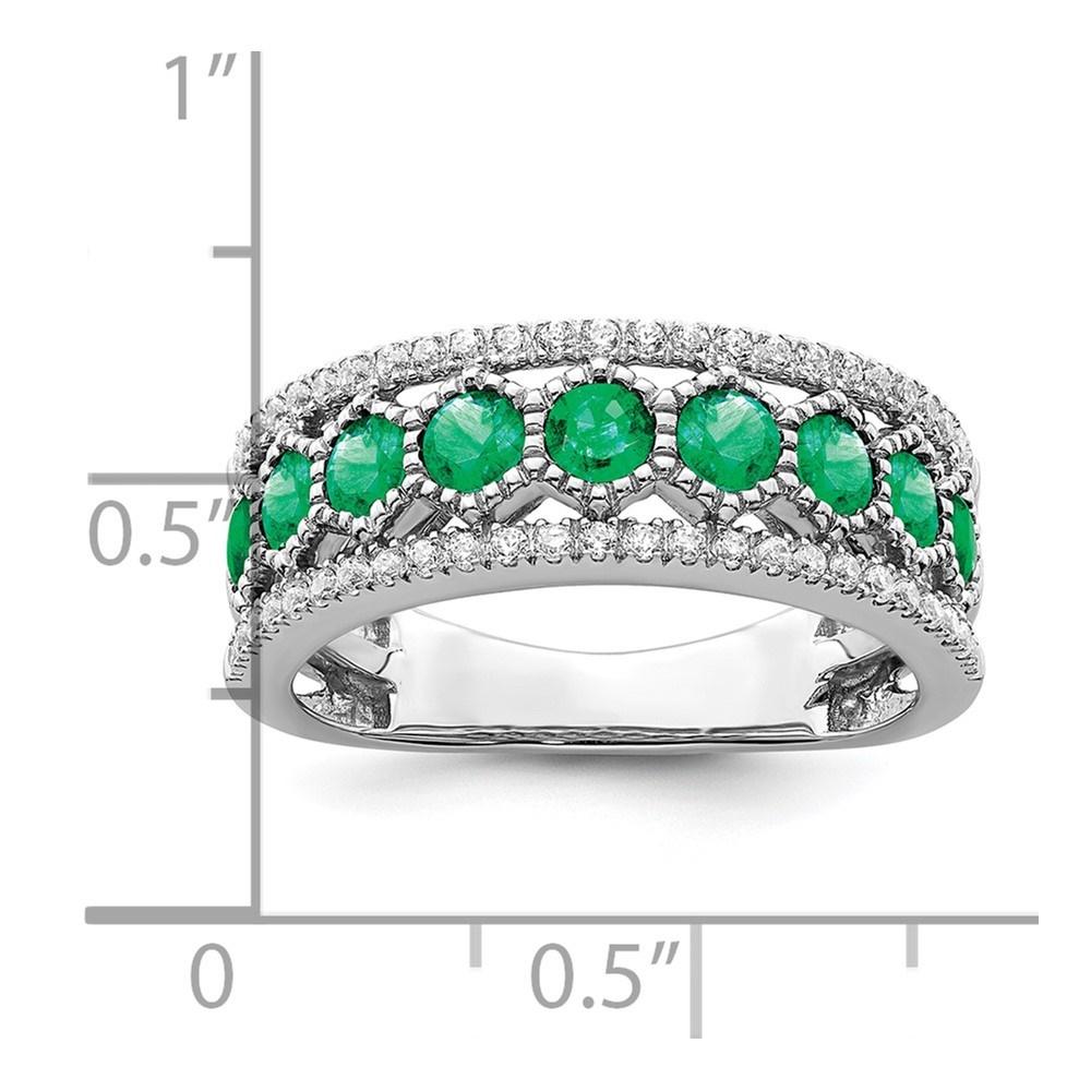 Diamond2Deal 14k White Gold Polished Emerald and Diamond Ring Size 7 Gift for Women