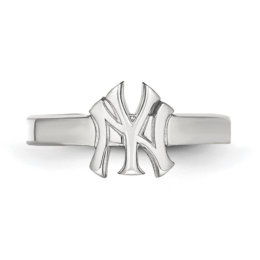 Diamond2Deal Sterling Silver Rhodium-plated MLB LogoArt New York Yankees N-Y Toe Ring