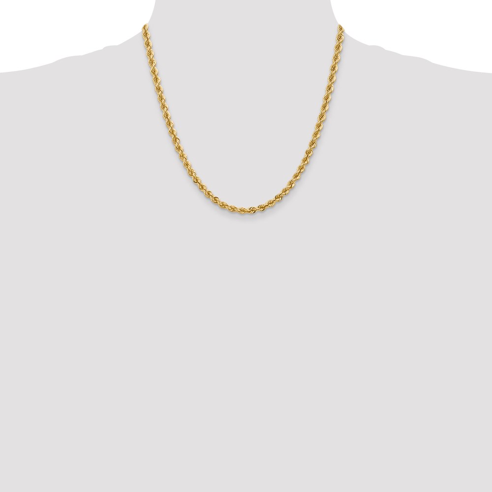 Diamond2Deal 14k Solid Yellow Gold 5mm Regular Rope Chain Necklace 20 inch