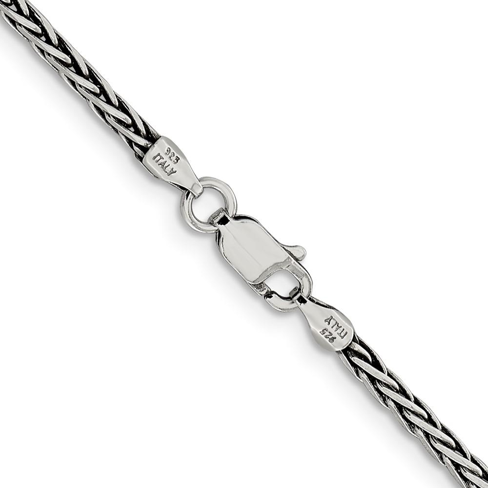 Diamond2Deal 925 Sterling Silver Solid 2.2mm Square Spiga Chain Necklace 24inch