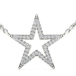 Diamond2Deal 10K White Gold Diamond Star Pendant Necklace 18inch( 0.12 ct / I2,H-I) Fine Jewelry Ideal Gifts For Women Gift Set From Heart