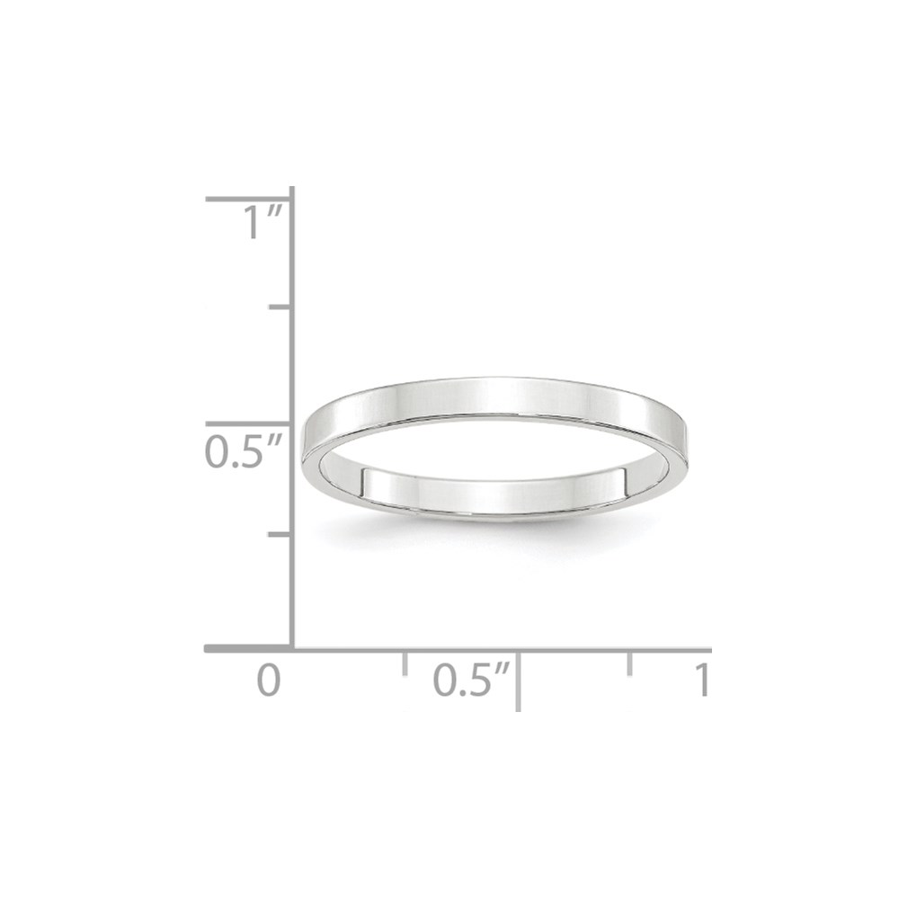 Diamond2Deal 10k White Gold 2.5mm Flat Wedding Band Size 4.5