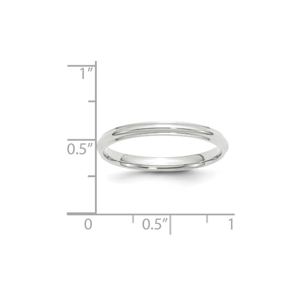 Diamond2Deal 10k White Gold 2.5mm Half Round with Edge Band Size 5.5