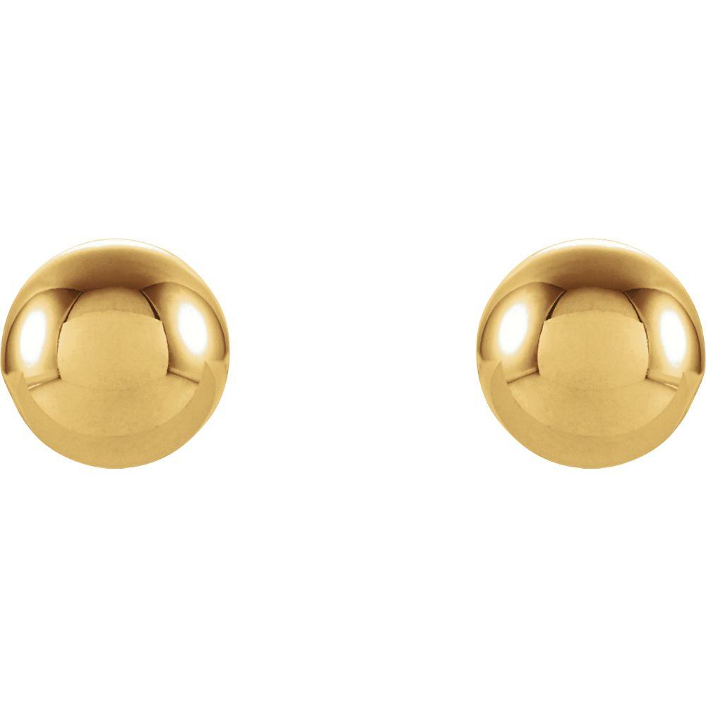 Diamond2Deal 14K Yellow Gold 4mm Round Ball Stud Earrings for Women