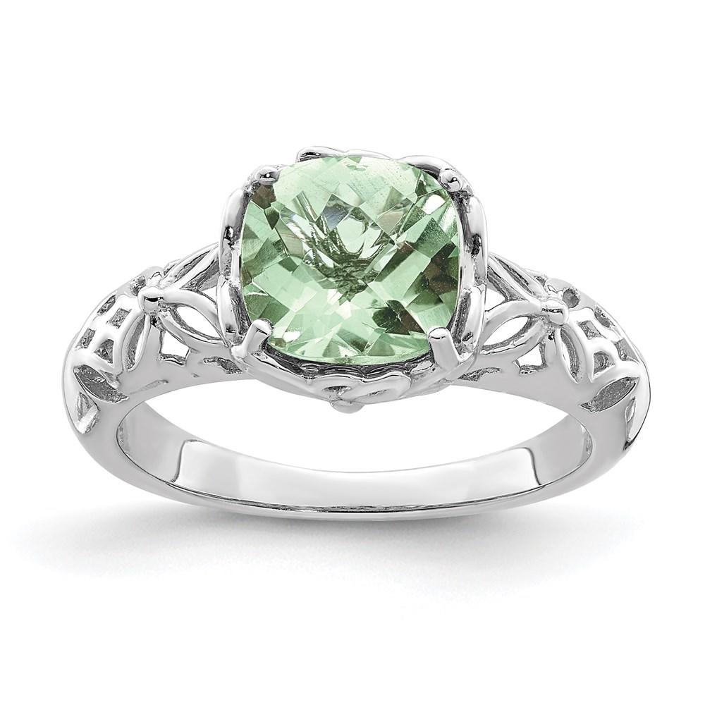 Diamond2Deal 2.25ct Cushion Cut Prasiolite In 925 Sterling Silver Engagement Size 5 Mother's Day Jewelery Gift