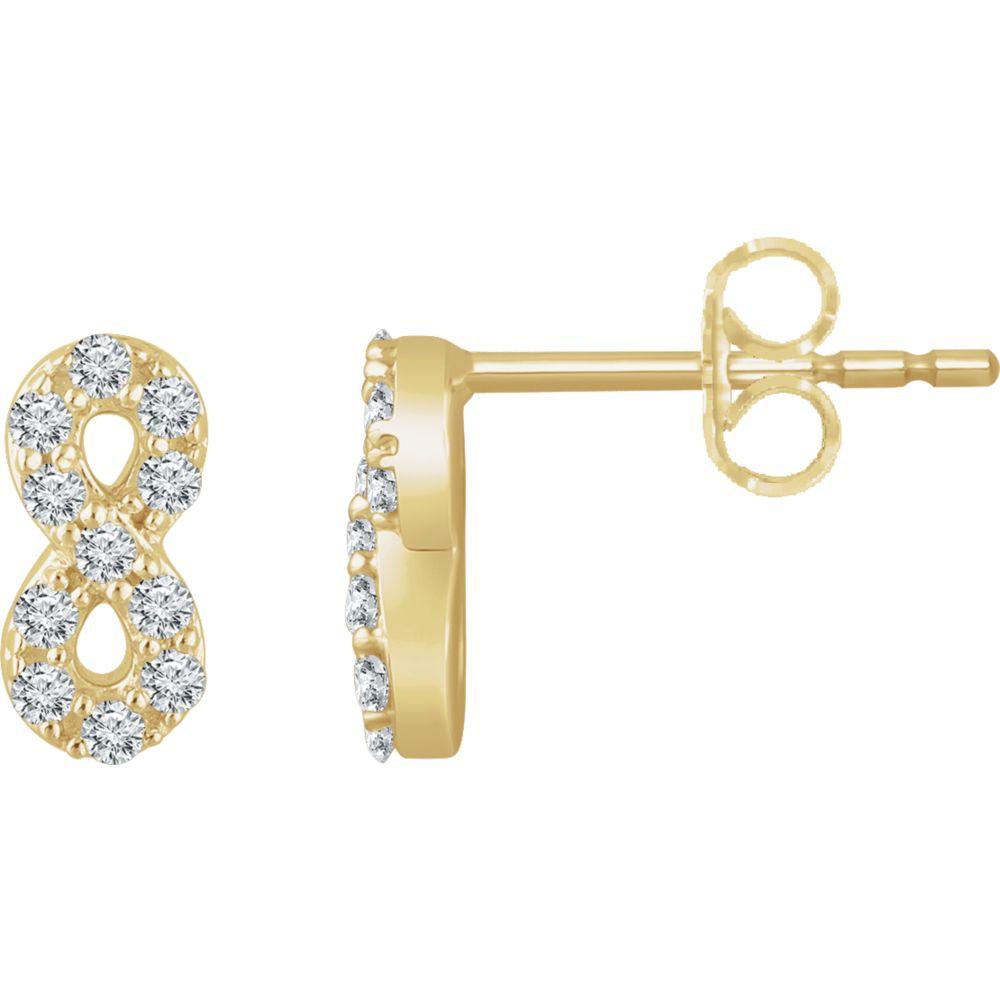 Diamond2Deal 14K Yellow Gold 1/6 CTW Diamond Infinity Stud Earrings Fine Jewelry gift From Hearts