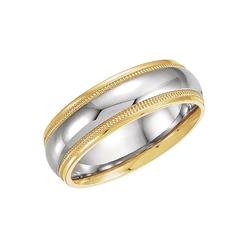 Diamond2Deal 18K Yellow and Platinum 18K Yellow & Platinum 6 mm Comfort-Fit Milgrain Anniversary Band Ring for Womens  fine jewelry gift