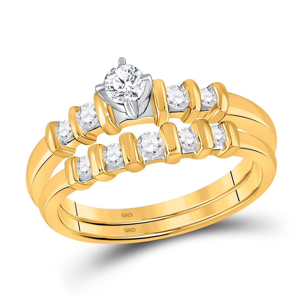 Diamond2Deal 10kt Yellow Gold Womens Marquise Diamond Bridal Wedding Engagement Ring Band Set 1/4 Cttw