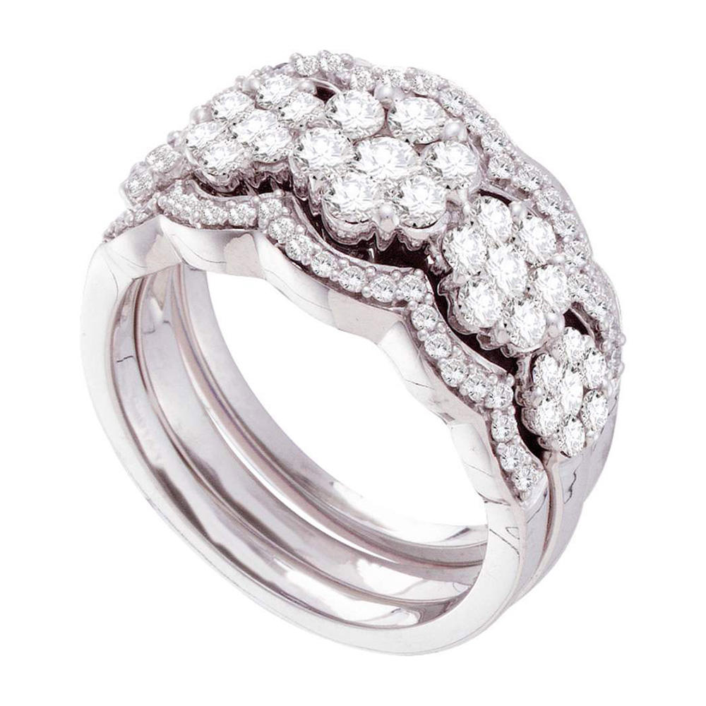 Diamond2Deal 14kt White Gold Womens Princess Diamond Bridal Wedding Engagement Ring Band Set 2.00 Cttw