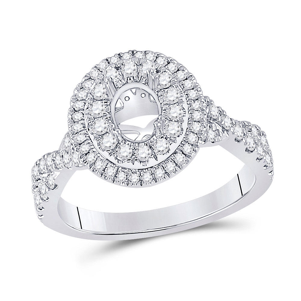 Diamond2Deal 14kt White Gold Womens Round Diamond Halo Bridal Wedding Engagement Ring Band Set 1.00 Cttw