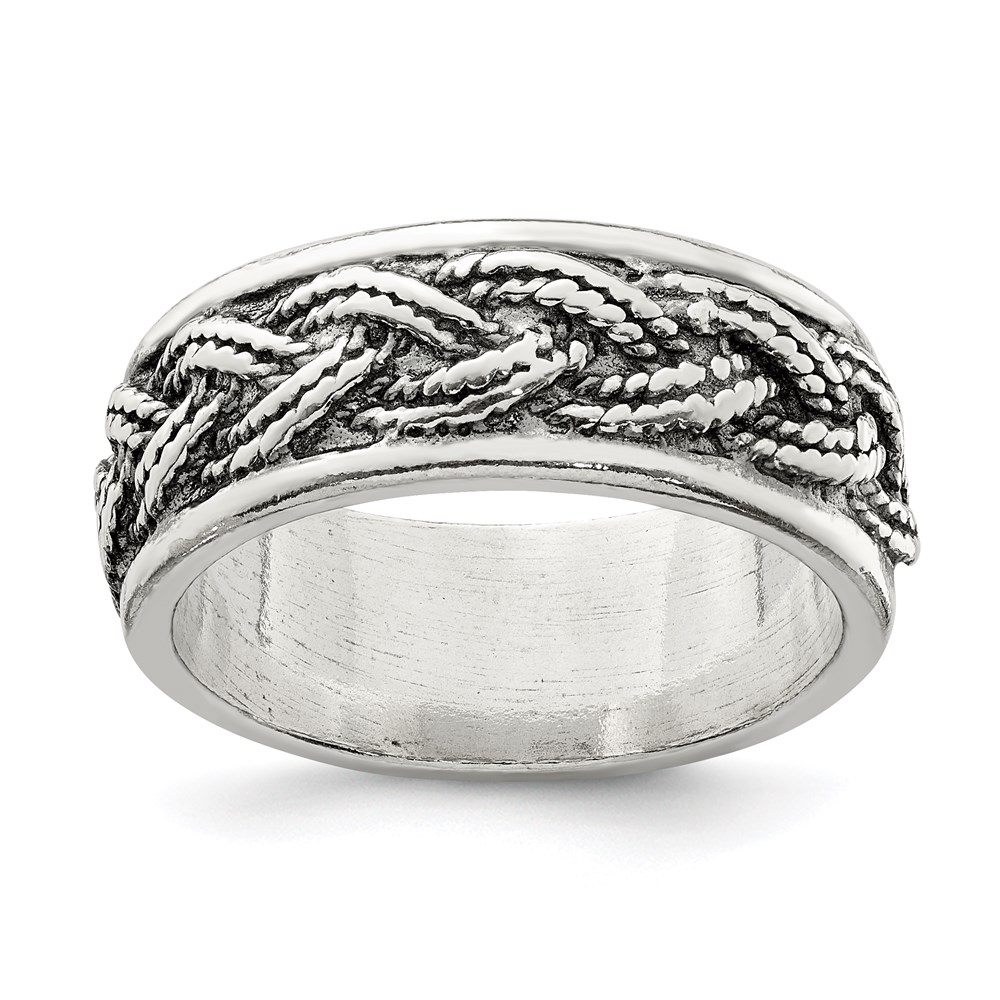 Diamond2Deal 925 Sterling Silver Rope Weave Design Ring 9