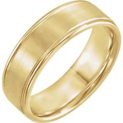 Diamond2Deal 14K Yellow Gold 7 mm Grooved Comfort-Fit Anniversary Band Ring for Womens 