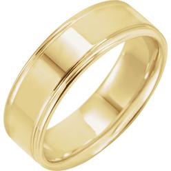 Diamond2Deal 14K Yellow Gold 7 mm Grooved Comfort-Fit Anniversary Band Ring for Womens 