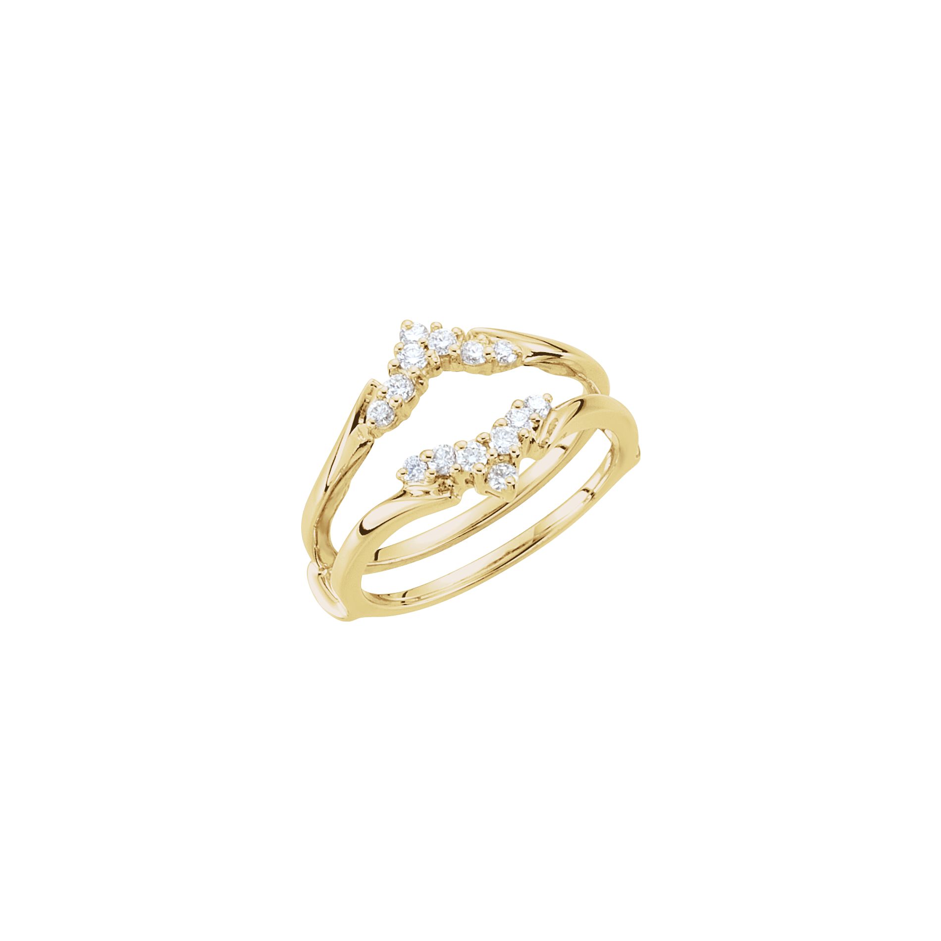 Diamond2Deal 14K Yellow Gold 1/4 CTW Diamond Wedding Engagement Ring Guard Enhancer Band 