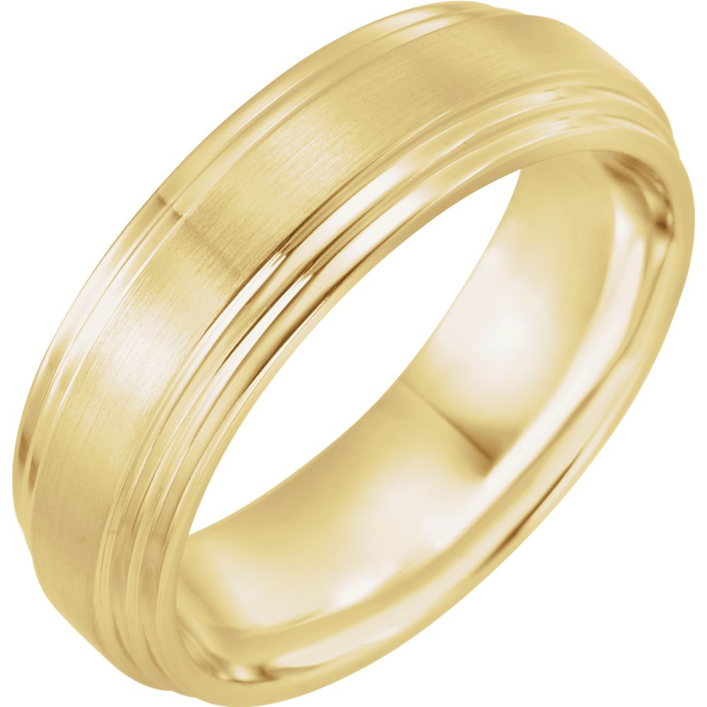Diamond2Deal 14K Yellow Gold 7 mm Double Beveled-Edge Comfort-Fit Wedding  Band Ring for Womens 
