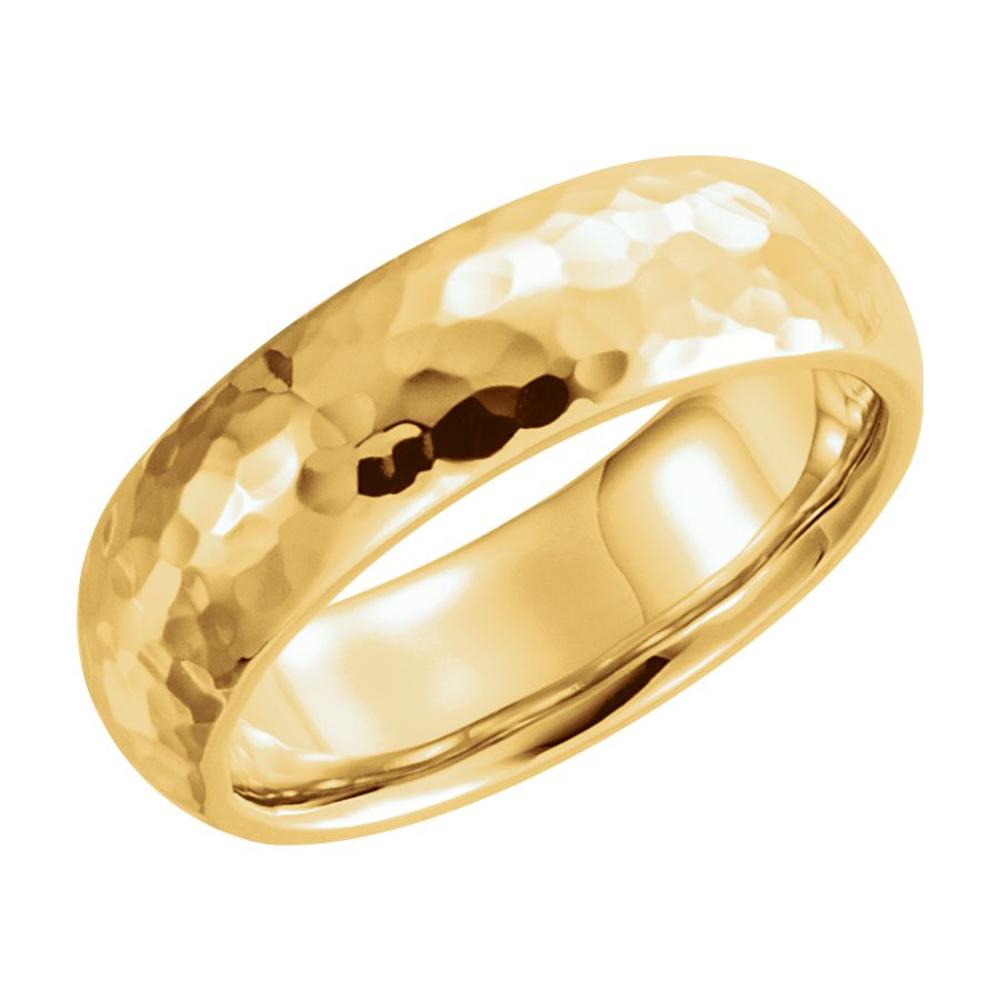 Diamond2Deal 14K Yellow Gold 7 mm Comfort-Fit Hammer Finish Anniversary Band Ring for Womens 