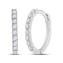 Diamond2Deal 10kt White Gold Round Diamond Hoop Earrings For women 1/3 Cttw 