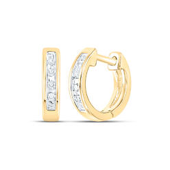 Diamond2Deal 10kt Yellow Gold Round Diamond Single Row Huggie Earrings For women 1/20 Cttw 