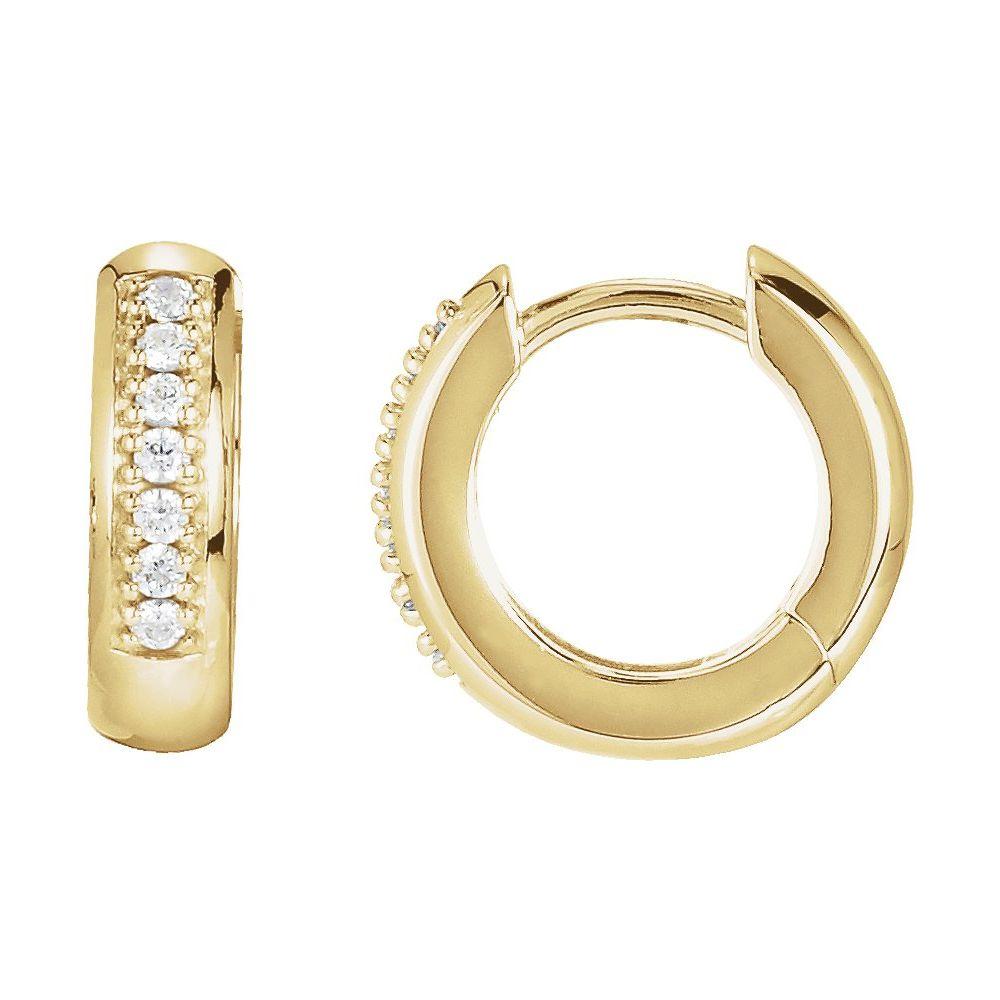 Diamond2Deal 14k Yellow Gold 1/6 CTW Diamond Hoop Earrings for Women