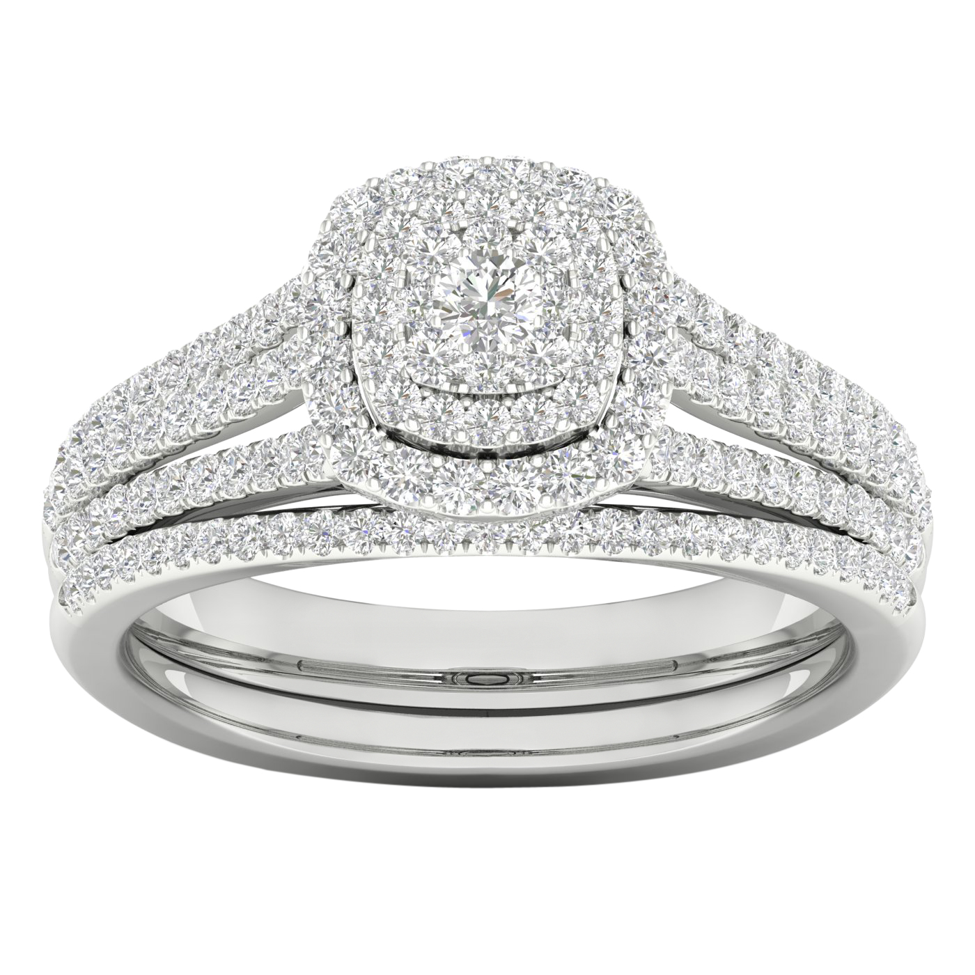 Diamond2Deal 0.15 ctw 10k Rose Solid Gold Real Diamond Ladies Round Halo Engagement Ring Bridal Band Set 