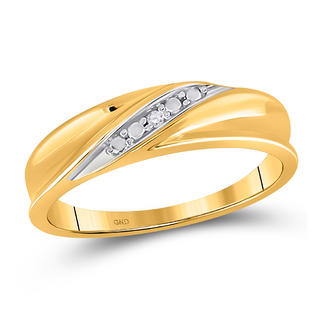 Diamond2Deal 10kt Yellow Gold Mens Round Diamond Diagonal Row Band Ring