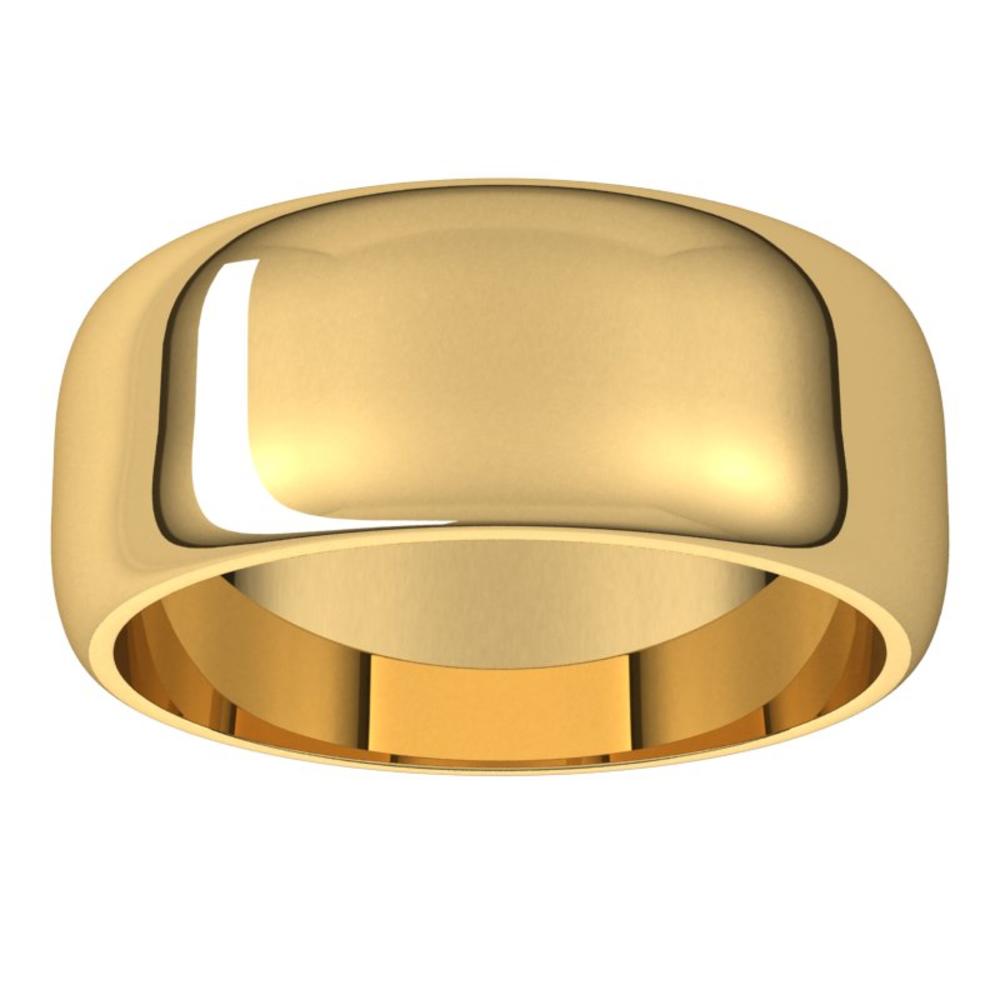 Diamond2Deal 14K Yellow Gold 8 mm Half Round Anniversary Band Ring for Womens 