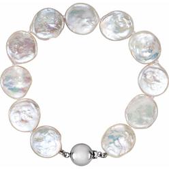 Diamond2Deal Sterling Silver White Freshwater Cultured Coin Pearl 7.75" Bracelet