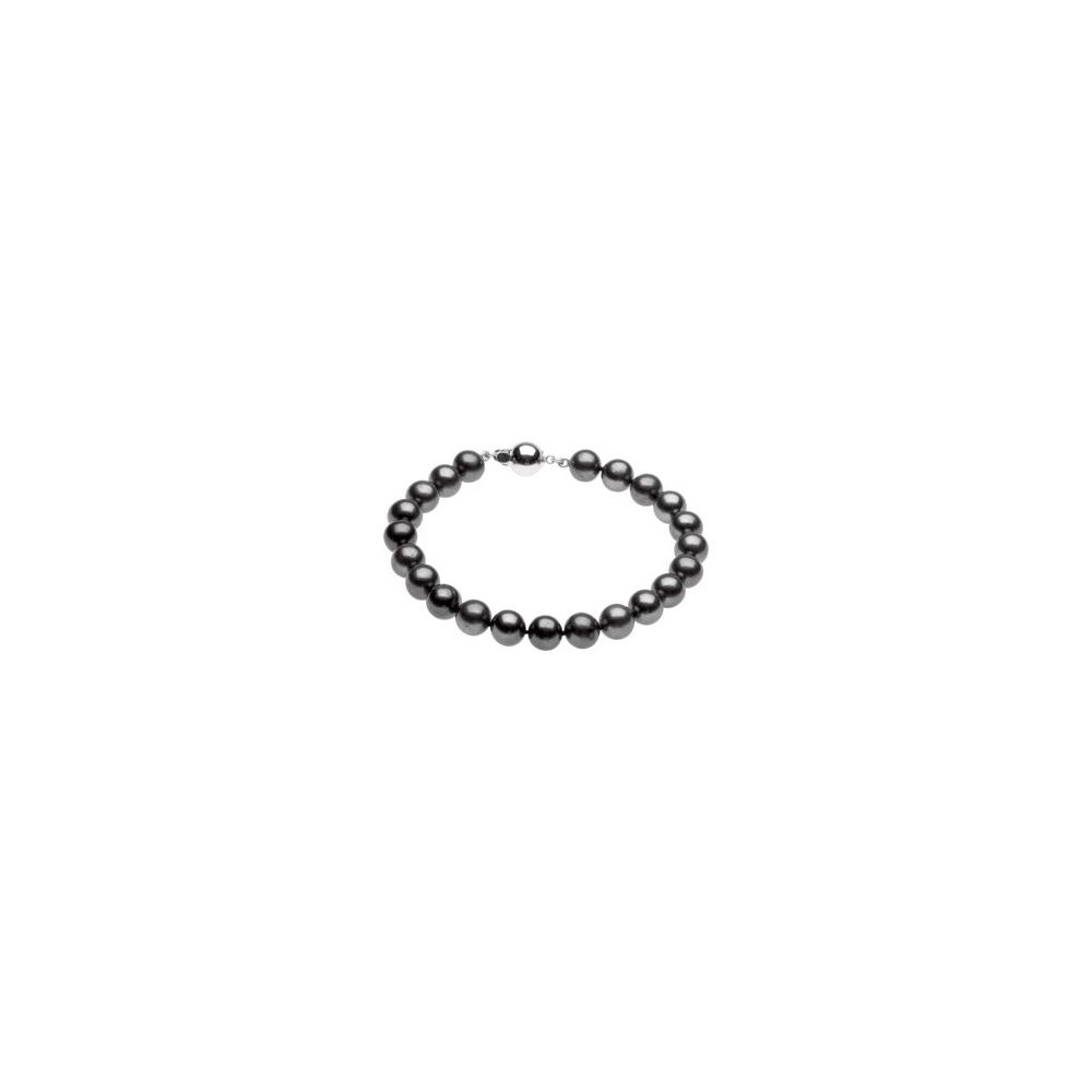 Diamond2Deal Sterling Silver Freshwater Cultured Black Pearl 7.75" Bracelet