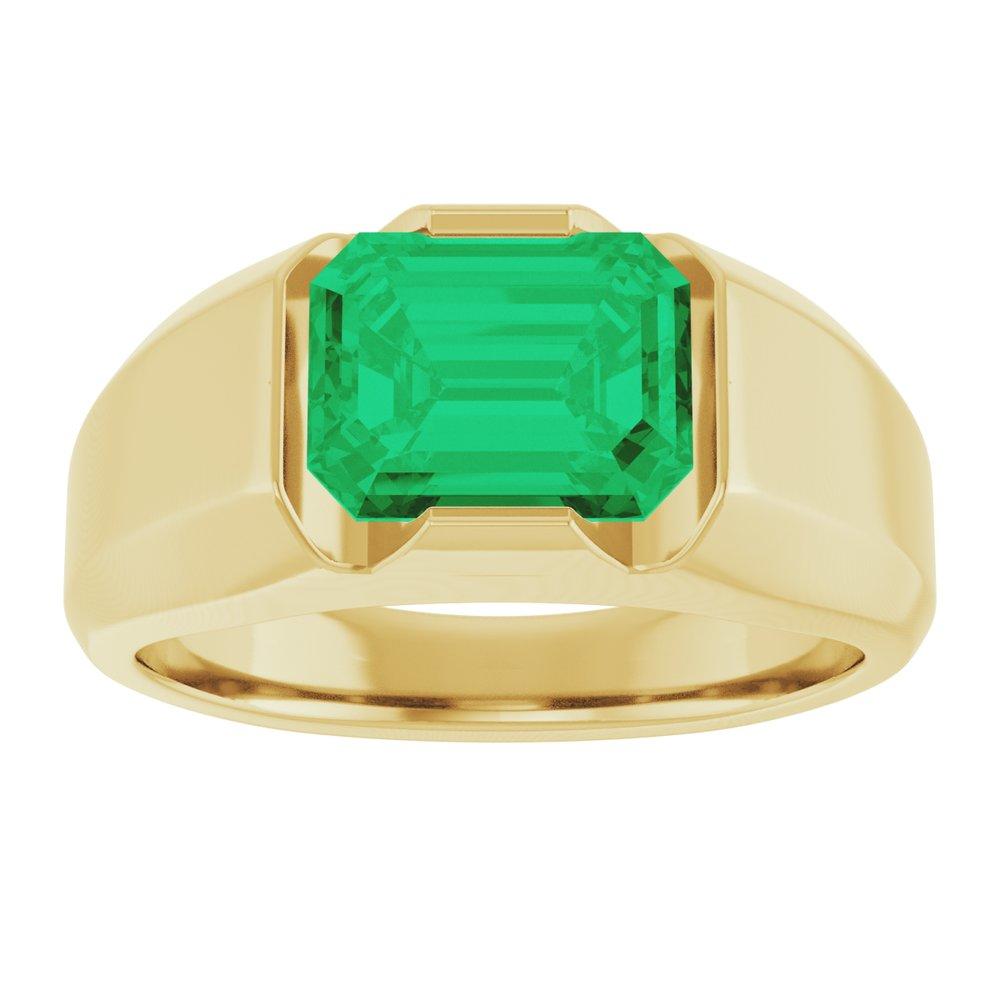 Diamond2Deal 14K Yellow Gold Lab-Grown Emerald Ring  