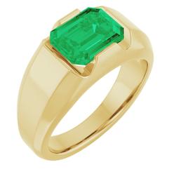 Diamond2Deal 14K Yellow Gold Lab-Grown Emerald Ring  