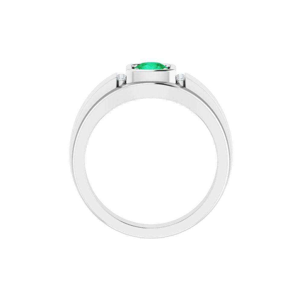 Diamond2Deal 14K White Gold  Natural Emerald & .08 CTW Natural Diamond Ring