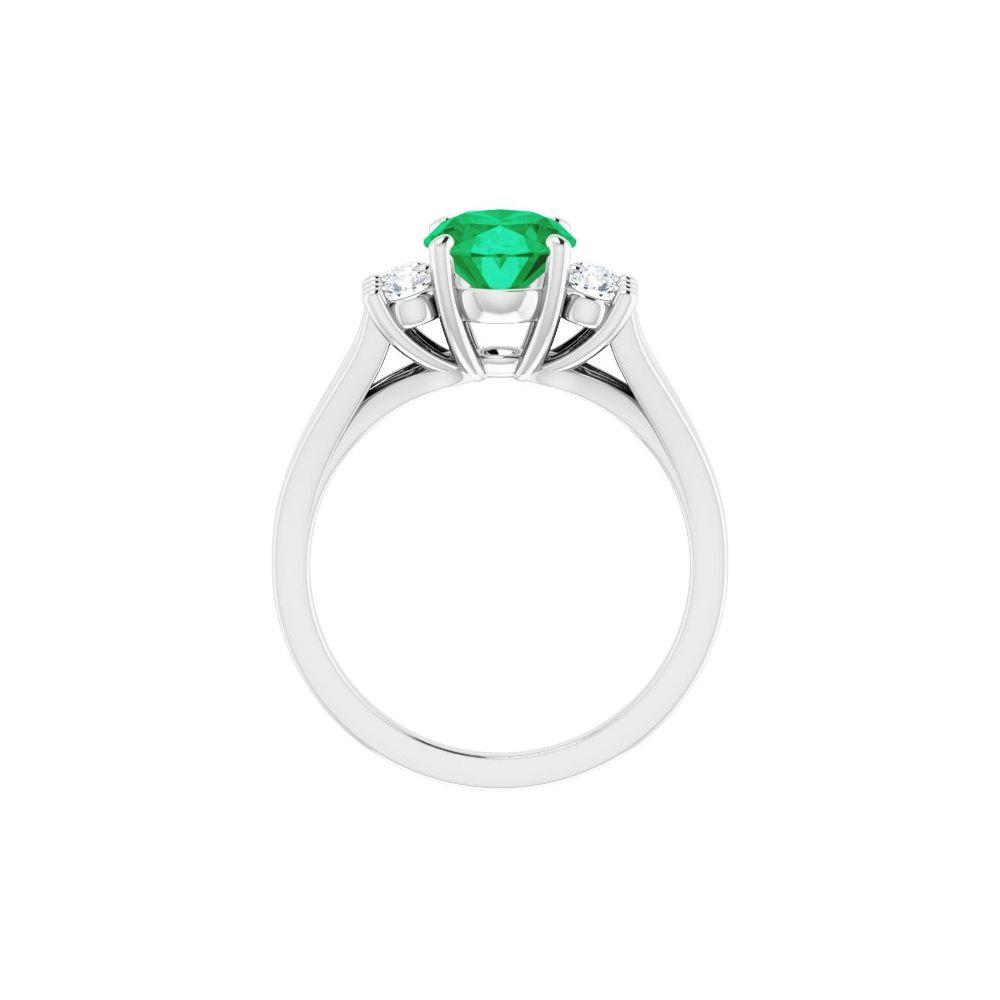 Diamond2Deal 14K White Gold Emerald and 1/4ctw Diamond Ring Size 7