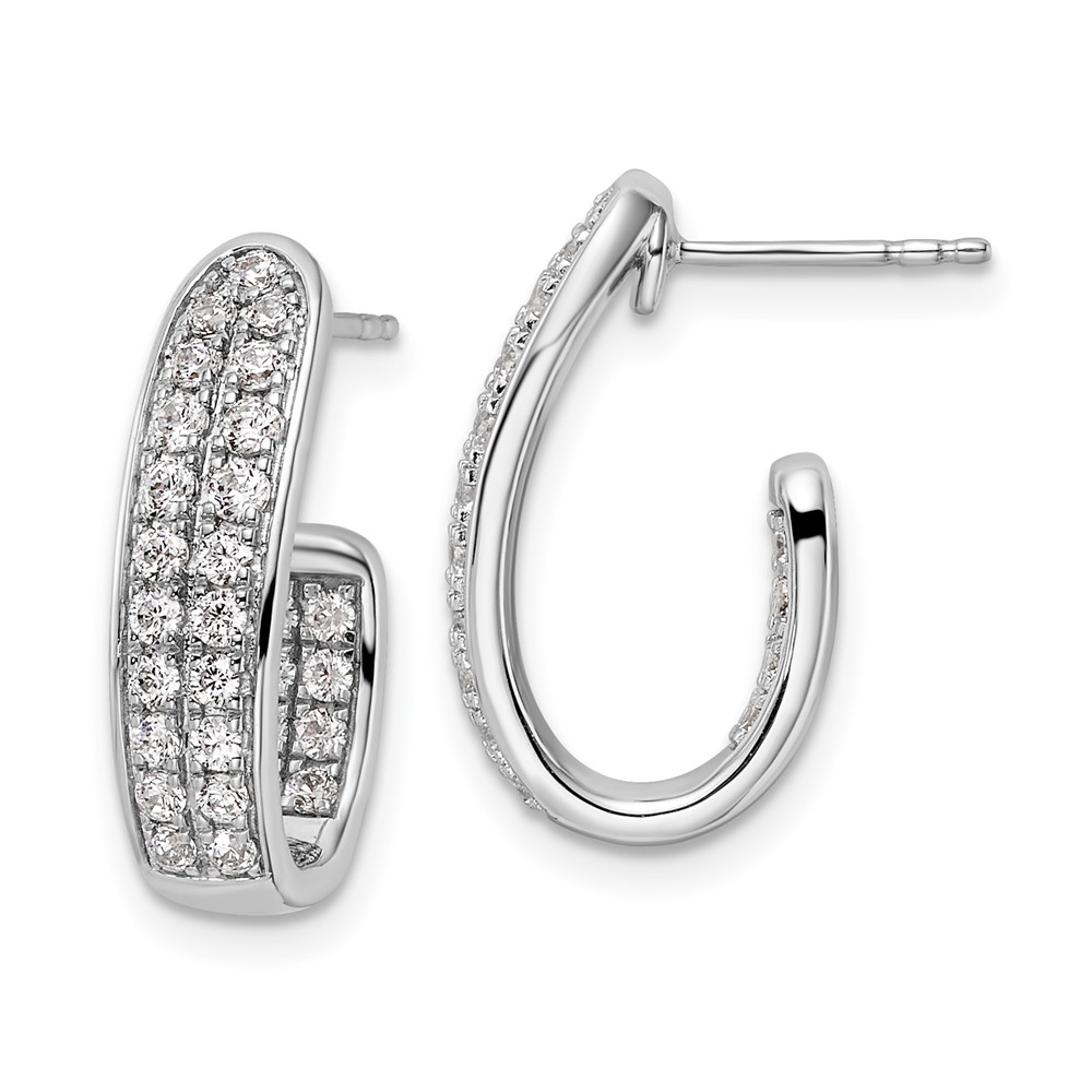 Diamond2Deal 14K White Gold Lab Grown Diamond SI1/SI2, G H I, In and Out J-Hoop Earring