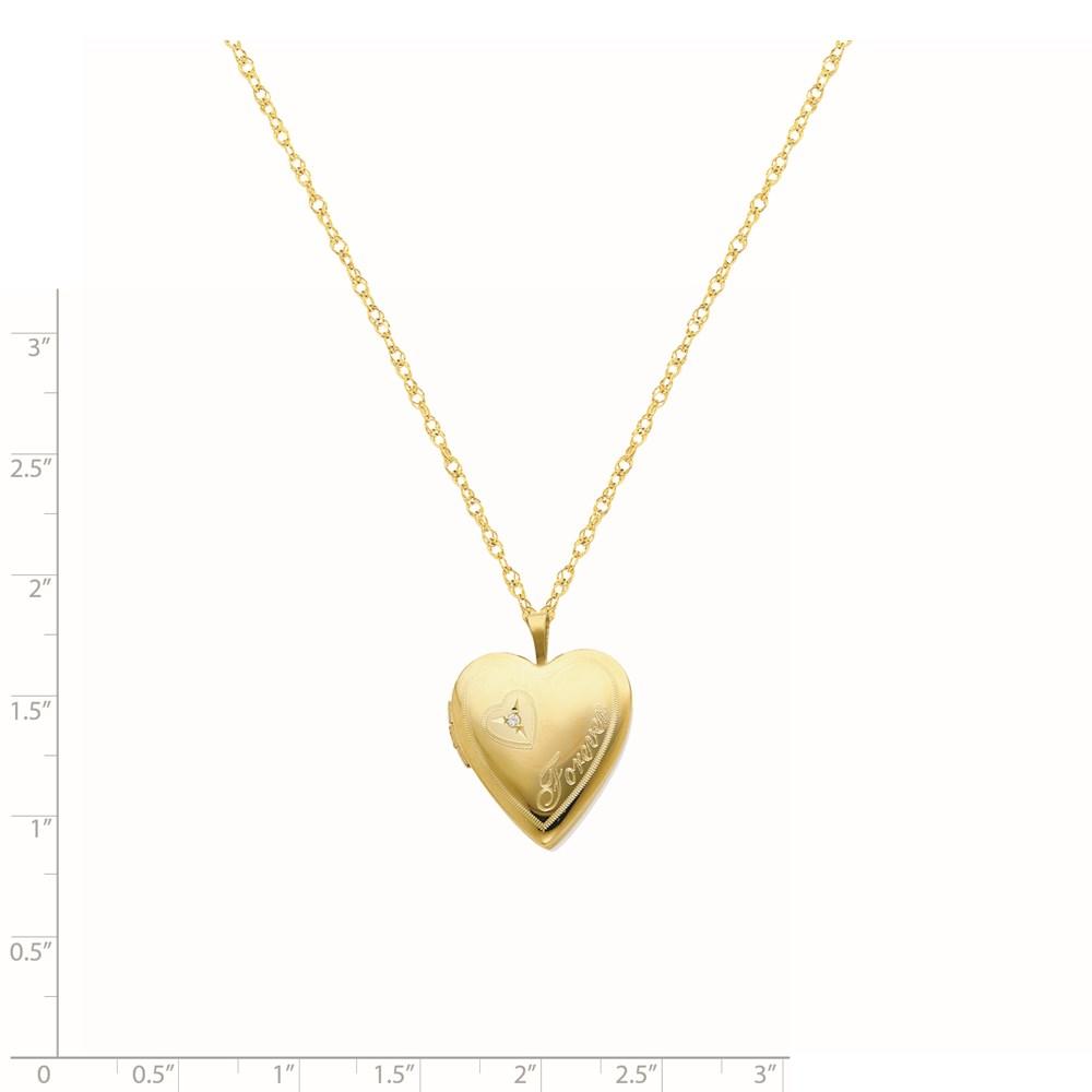 Diamond2Deal 14k Yellow Solid Gold Plated 20mm Diamond in Heart Forever Heart Locket Pendant For Necklace