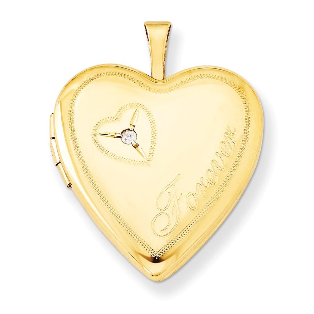 Diamond2Deal 14k Yellow Solid Gold Plated 20mm Diamond in Heart Forever Heart Locket Pendant For Necklace