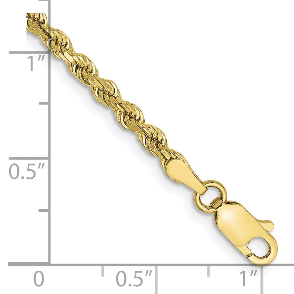 Diamond2Deal 10k Yellow Gold 2.75mm Rope Bracelet 7inch for women