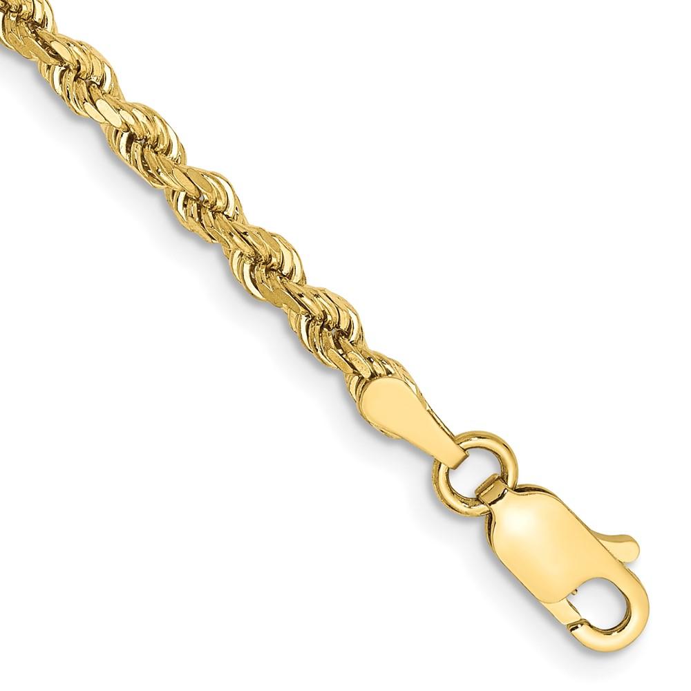 Diamond2Deal 10k Yellow Gold 2.75mm Rope Bracelet 7inch for women
