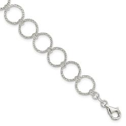 Diamond2Deal 925 Sterling Silver Fancy Chain Bracelet with Secure Lobster (Fancy), 7.5 Inch for women