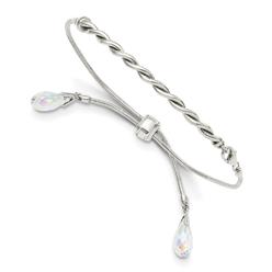 Diamond2Deal 925 Sterling Silver Swarovski Crystal Tassel Adjustable Bracelet for women